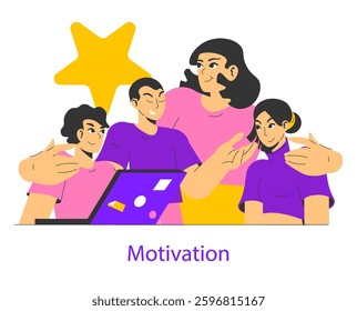 Business process scaling illustrated through teamwork and collaboration. Engaged individuals convey motivation and shared goals. This representation emphasizes the importance of support in achieving