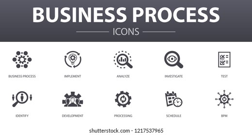 Business process simple concept icons set. Contains such icons as implement, analyze, development, Processing and more, can be used for web, logo, UI/UX