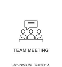 Business Process In Team Work Discussion, Group Interaction. Human Resource Management. Partnership Collaboration Forum. Team Meeting Icon. Vector Illustration. Design On White Background. EPS 10