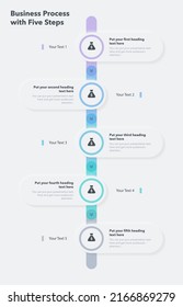 Business process template with five colorful steps. Easy to use for your website or presentation.