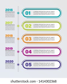 Business process template. Timeline infographics with 5 steps or options. 
