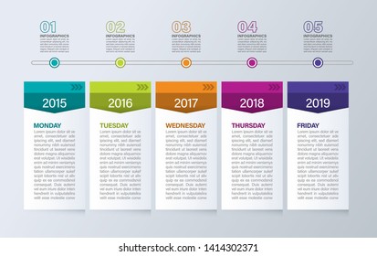 Business process template. Timeline infographics with 5 steps or options. 