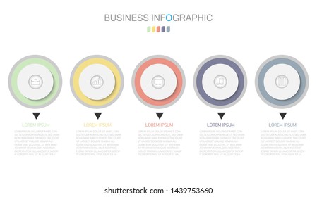 Business process template. Timeline infographics with  five steps or options.