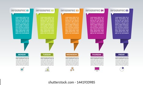 Business process template. Timeline infographics with 5 steps or options.