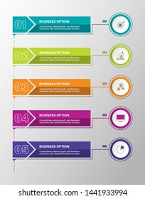 Business process template. Timeline infographics with 5 steps or options.