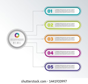 Business process template. Timeline infographics with 5 steps or options.