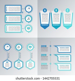 Business process template. Timeline infographics set with 3 steps or options.
