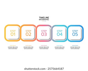 Business process. Thinline infographics with 5 steps, and options. Vector chart.