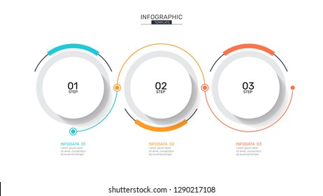 Business Process. Timeline With 3 Steps, Options. Vector Illustration. Can Be Used For Workflow Layout, Diagram, Annual Report, Presentation.