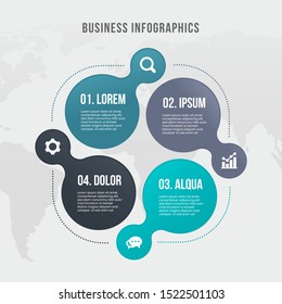 business process timeline infographic 4 steps point circles chart design template