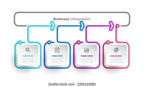 Business process. Timeline infographic with 4 options or steps. Can be used for workflow diagram, info chart, web design.