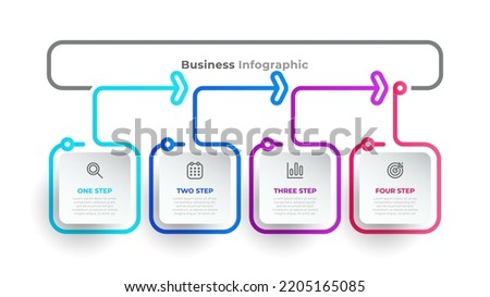 Business process. Timeline infographic with 4 options or steps. Can be used for workflow diagram, info chart, web design.