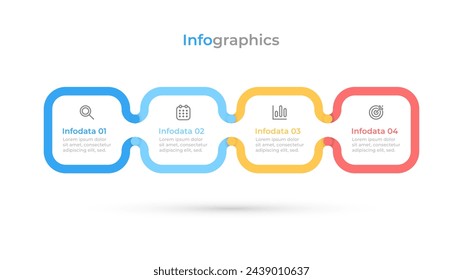 Business process. Timeline infographic label design elements with marketing icons and 4 options, steps.