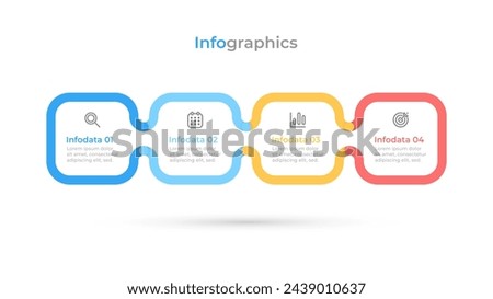 Business process. Timeline infographic label design elements with marketing icons and 4 options, steps.