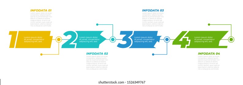 Business process. Timeline infographic template with number options and 4 steps. Vector illustration. Can be used for workflow layout, diagram, info chart, presentations.