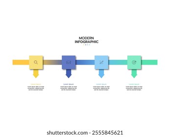 Business process. Timeline infographic template. 4 Step timeline journey.
