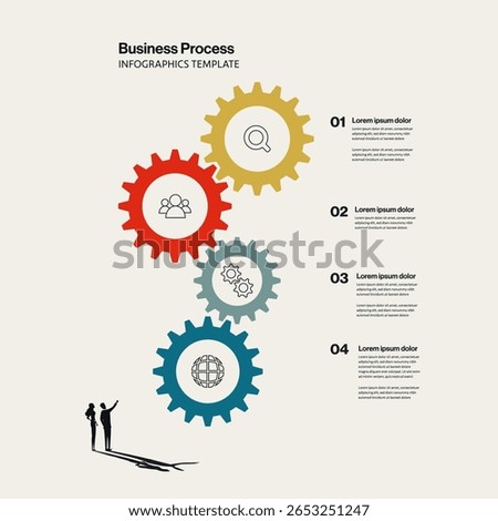Business Process Timeline Infographic Template with Minimal Illustration. Editable Eps10 Vector.