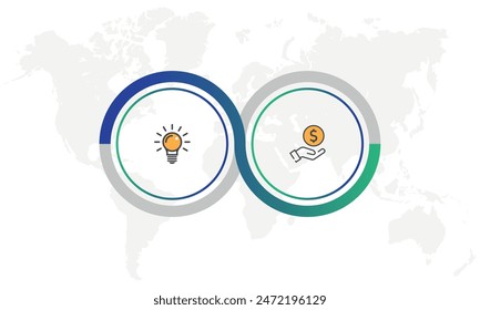 Proceso de negocio. Infografías de la línea de tiempo con 2 pasos y opciones.

