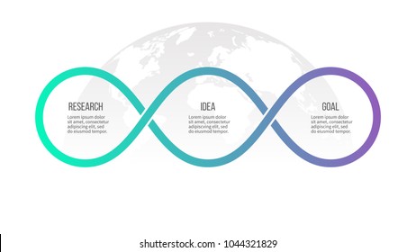 Business process. Timeline infographics with 3 options, loops. Vector template.