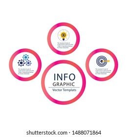 
Business process. Timeline infographics with 3 options, circles. Vector template