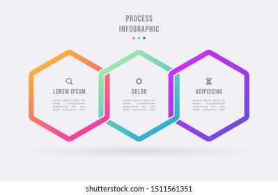 business process timeline infographics 3 steps vector template