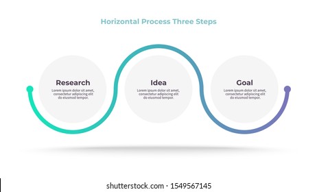 Business process. Timeline infographics with 3 steps, options, circles. Vector chart.