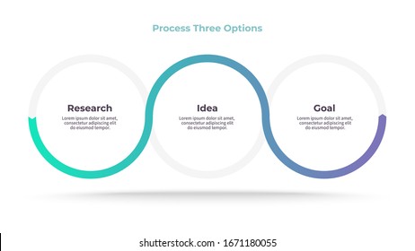 Business Process. Timeline Infographics With 3 Steps, Options. Vector Chart.