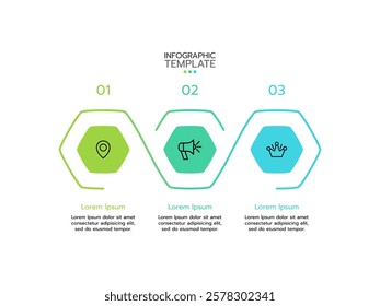 Business process. Timeline infographics with 3 steps, options and marketing icons. Vector chart.