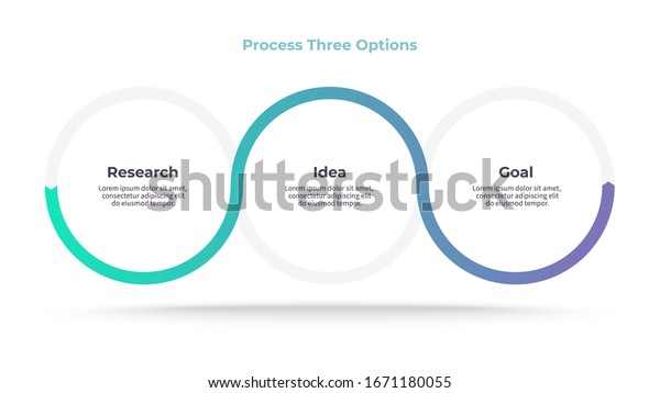 Business process. Timeline infographics with 3\
steps, options. Vector\
chart.