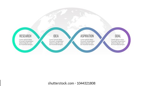 Business process. Timeline infographics with 4 options, loops. Vector template.