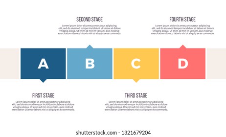 Business process. Timeline infographics with 4 steps, options. Vector chart.