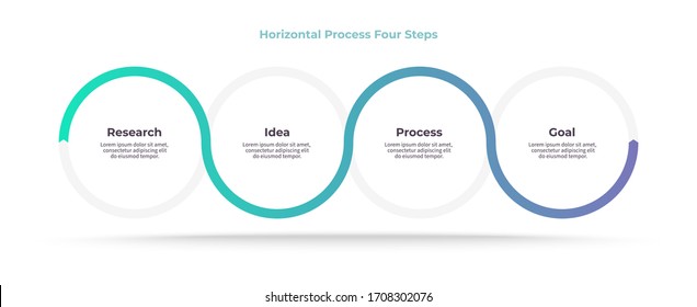 Business process. Timeline infographics with 4 steps, options, circles. Vector chart.