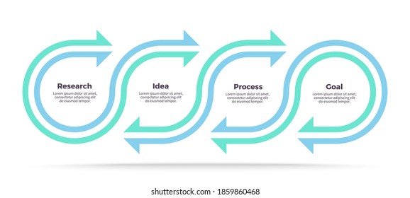Business process. Timeline infographics with 4 steps, options, sections. Vector chart.