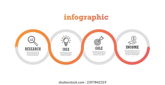 Proceso comercial. infografías de línea de tiempo con 4 pasos y opciones. Gráfico vectorial, Diseño de plantilla de infografía web.