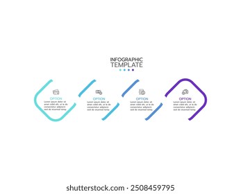 Business process. Timeline infographics with 4 steps, options, squares. Vector template.