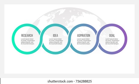 Business Process. Timeline Infographics With 4 Options, Circles. Vector Template.