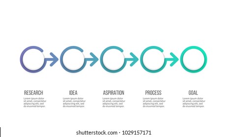 Business process. Timeline infographics with 5 steps, options. Vector template.
