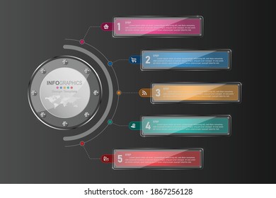 Business process timeline infographics 5 steps.