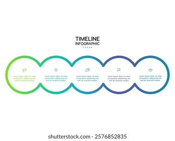 Business process. Timeline infographics with 5 steps, options, squares. Vector template.