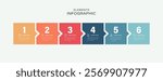 Business process. Timeline infographics with 6 steps, options, squares. Vector template.