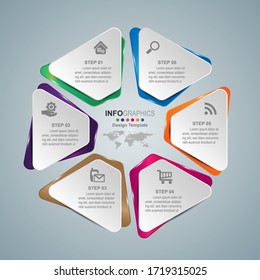 Business process timeline infographics 6 steps.