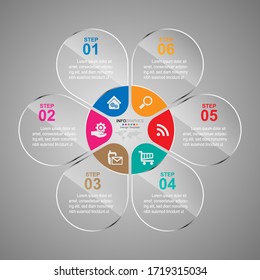 Business process timeline infographics 6 steps.
