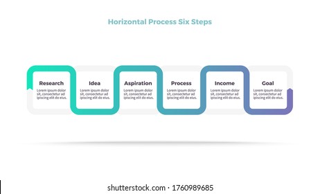 Business process. Timeline infographics with 6 steps, squares. Vector chart.