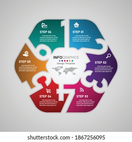 Business process timeline infographics 6 steps.