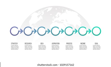 Business process. Timeline infographics with 7 steps, options. Vector template.