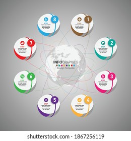 Business process timeline infographics 8 steps.