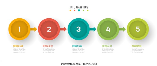 Business process timeline with number options. Vector Infographics with 5 steps.