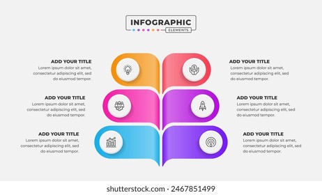 Infografik-Design-Vorlage mit sechs Arbeitsschritten