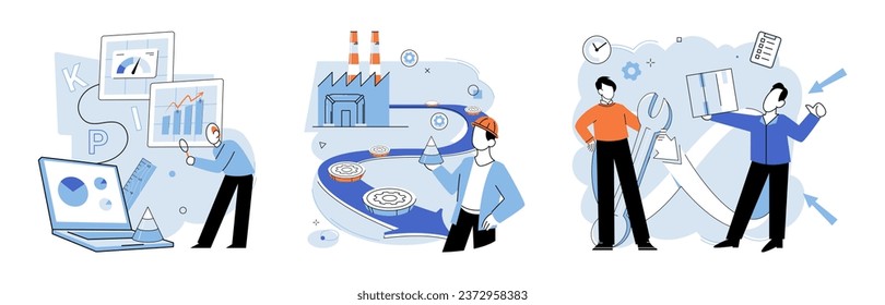 Business process. Vector illustration. Developing innovative strategies fosters continuous business improvement Improving business processes enhances overall operational efficiency Increasing