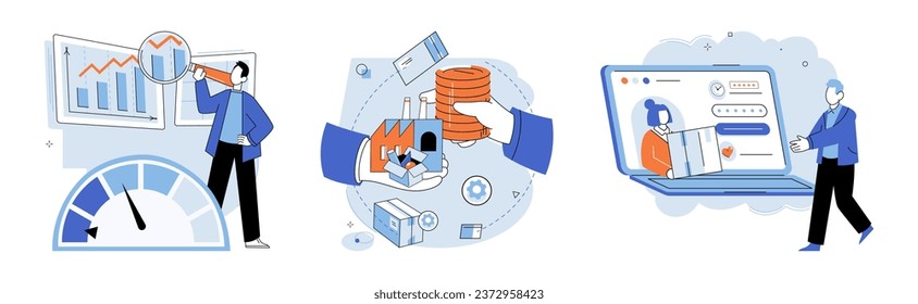 Business process. Vector illustration. Developing streamlined procedures is essential for successful business operations Improving work processes leads to enhanced business outcomes Success
